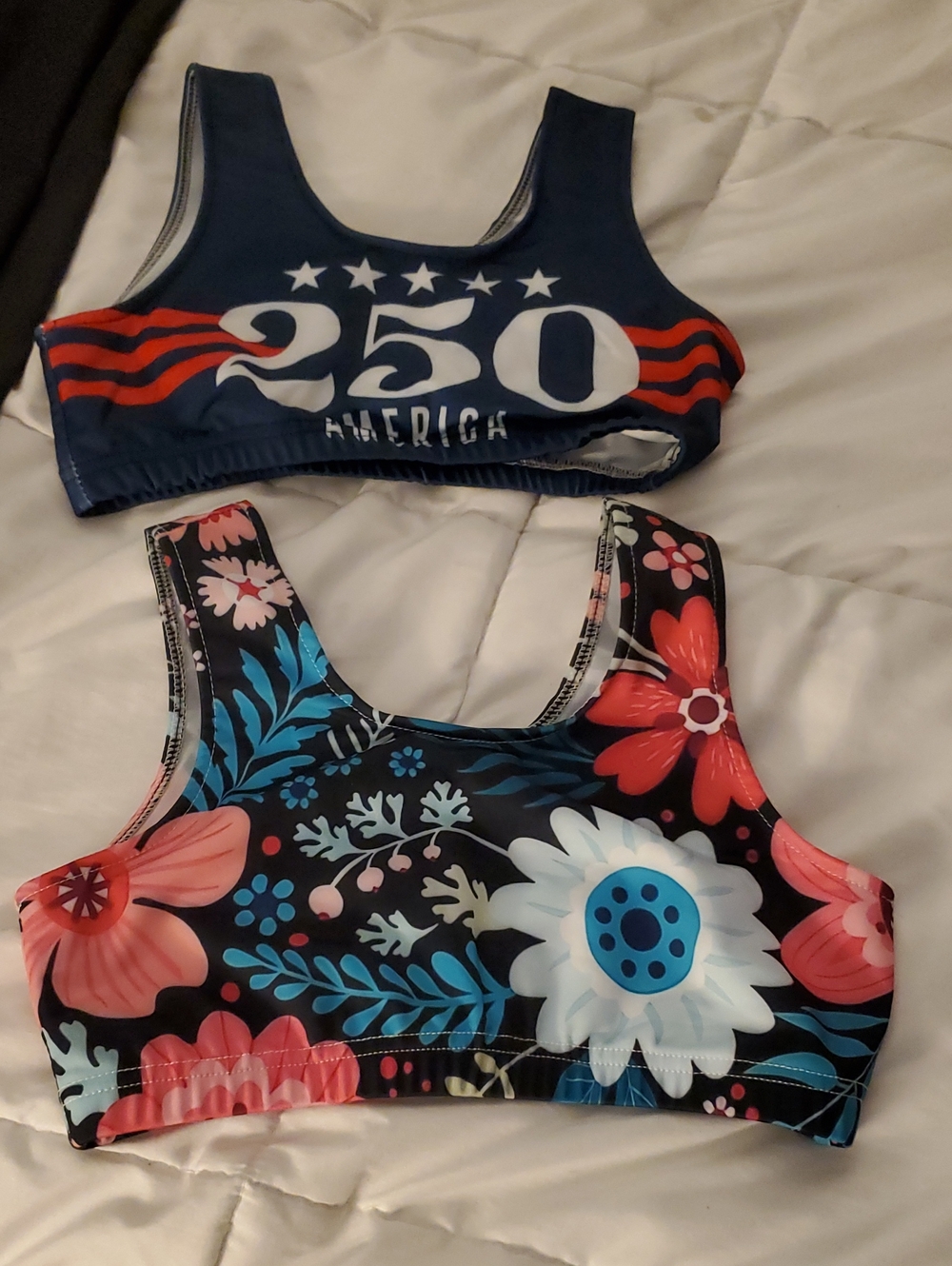 Kids Floral & Navy Sport Swim Tops - Floral Print and Navy 11-12y Tops Only